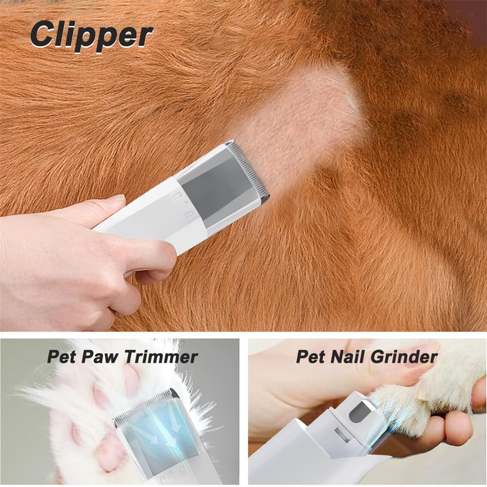 Tosatrice per cani con aspirapolvere – 7 in 1 aspirapolvere per peli di animali domestici, trimmer per la cura degli animali domestici con aspirazione 13000 Pa, diversi strumenti per la cura di cani e