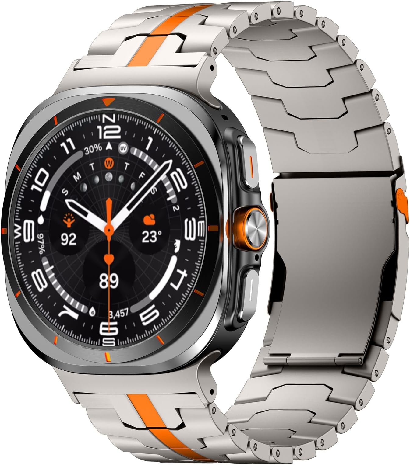 Dado Ironman Titanium Metal Bands Compatible with Samsung Galaxy Watch Ultra 47mm for Men & Women, Solid Titanium Metal with Double Secure Buckle
