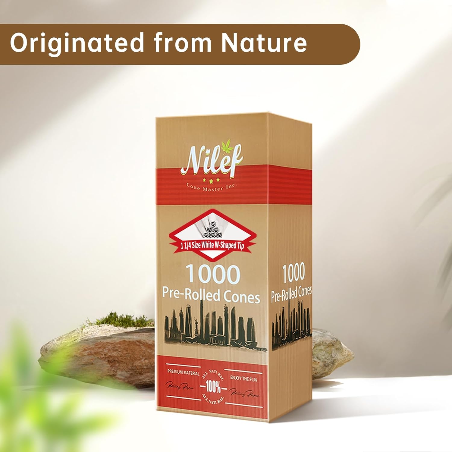 Pre Rolled Cones | 1 1/4 Size 84/26mm | 1000 Pack | White Paper | "W" Filter Tip | Natural Unbleached Rolling Paper | Bulk Pre Rolled Cones Ideal for Automatic and Manual Filling Machines (A8010B)