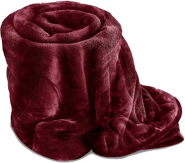 GonZalo GraCia. Cosy Soft Touch 400 GSM Winter Warm Faux Fur Mink Sofa Bed Throw Fleece Blanket (Burgundy/Maroon, King)