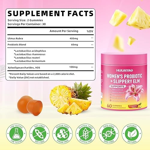 Miniatura 2 de Her Juicy Feminine Probiotics Gummies Gomitas de olmo resbaladizo probiótico para mujer que apoyan el equilibrio del pH, la salud intestinal y el