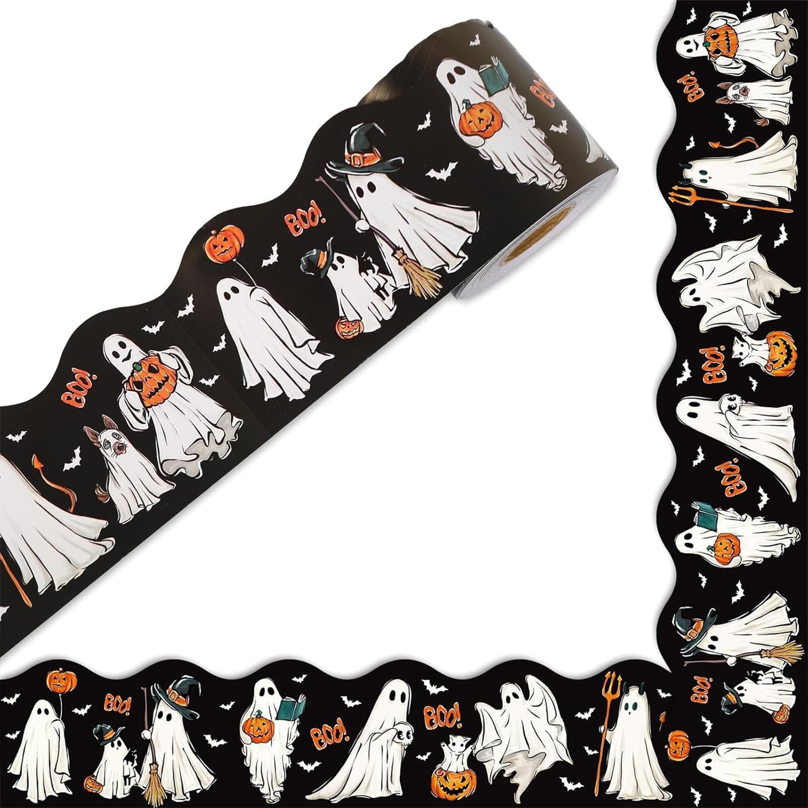 Yanwuwa Multicolor 59Ft Bulletin Board Borders Halloween Themed Border Trim Wall Sticker For School Whiteboard Chalkboard Decoration Bulletin Board Border Sticker