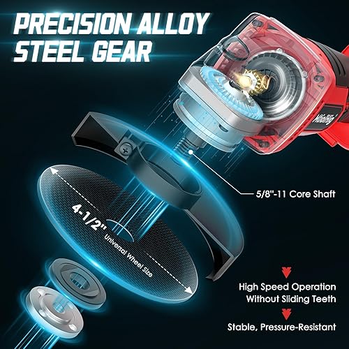 Miniatura 2 de Amoladora angular inalámbrica para batería Milwaukee de 18 V, velocidad variable de 8500 rpm, sin escobillas, amoladora angular de 4 12 pulgadas