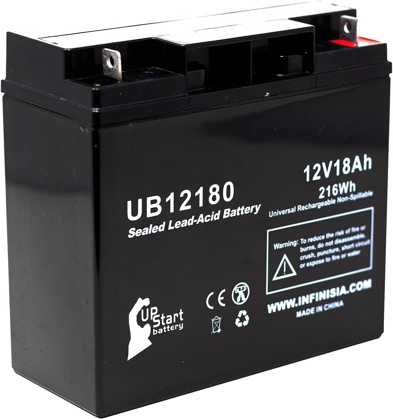 Replacement for BOOSTERPAC ES5000 Battery - Replacement UB12180 Universal Sealed Lead Acid Battery (12V, 18Ah, 18000mAh, T4 Terminal, AGM, SLA)