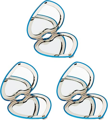 Miniatura 3 de Juego de 3 espejos compactos contemporáneos en forma de corazón con acabado reflectante (azul)