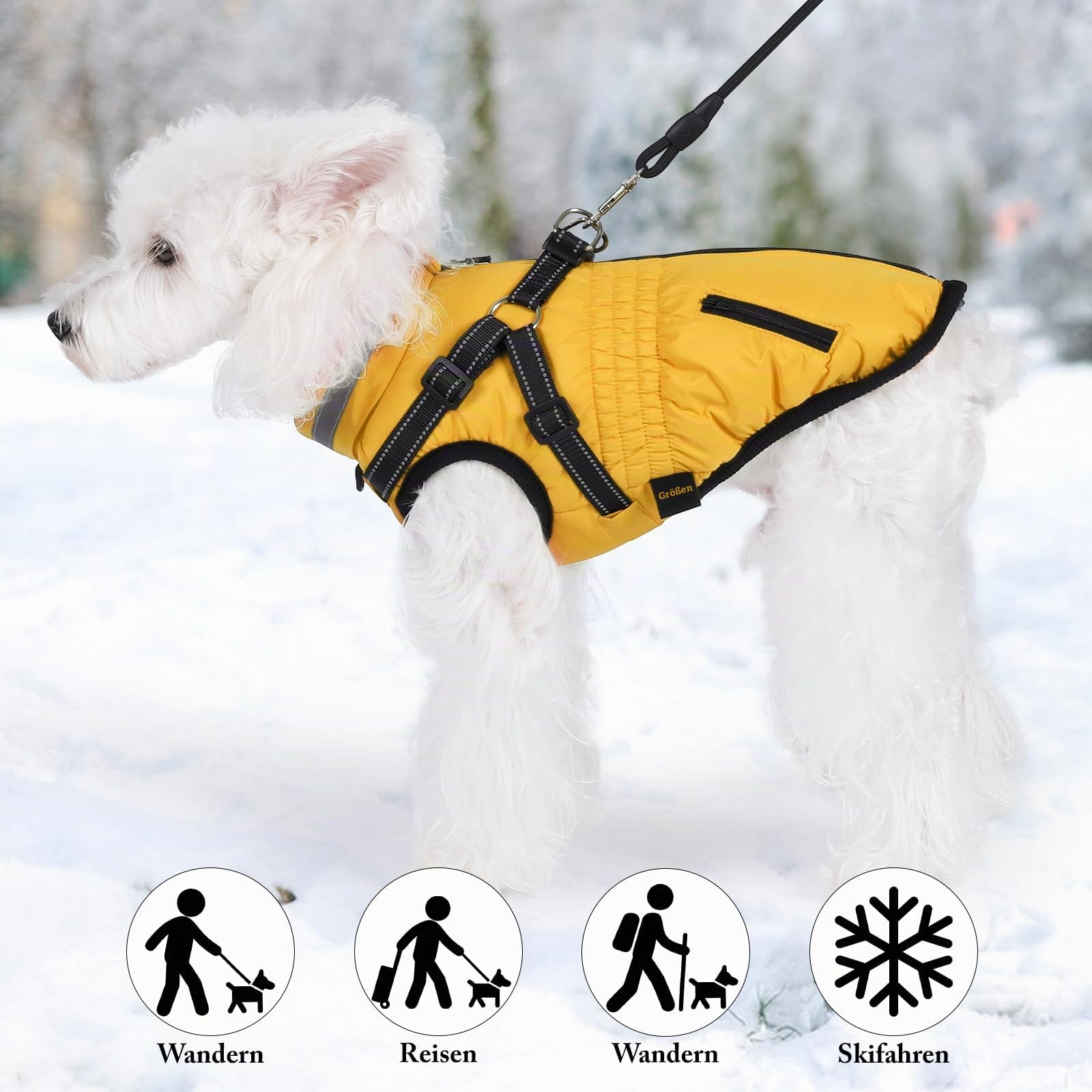 Savlot Hundemantel Wasserdicht - Reflektierende Hundejacke mit Reißverschluss Hundewinterweste mit Geschirr