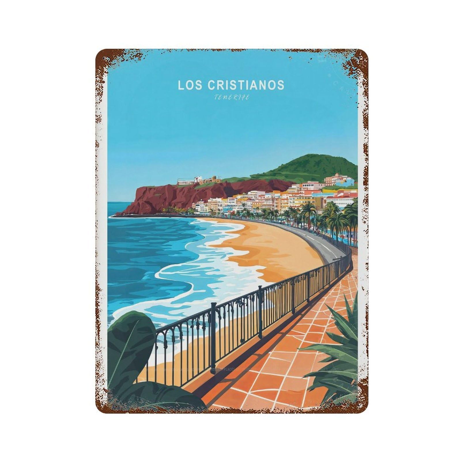 xiaoxiaoshen Los Cristianos Travel Tenerife Minimalist (2) Wall Decor Art Metal Tin Poster Modern Home Decor Art Home Bar Shop Decorations Vintage Sign 40x30cm