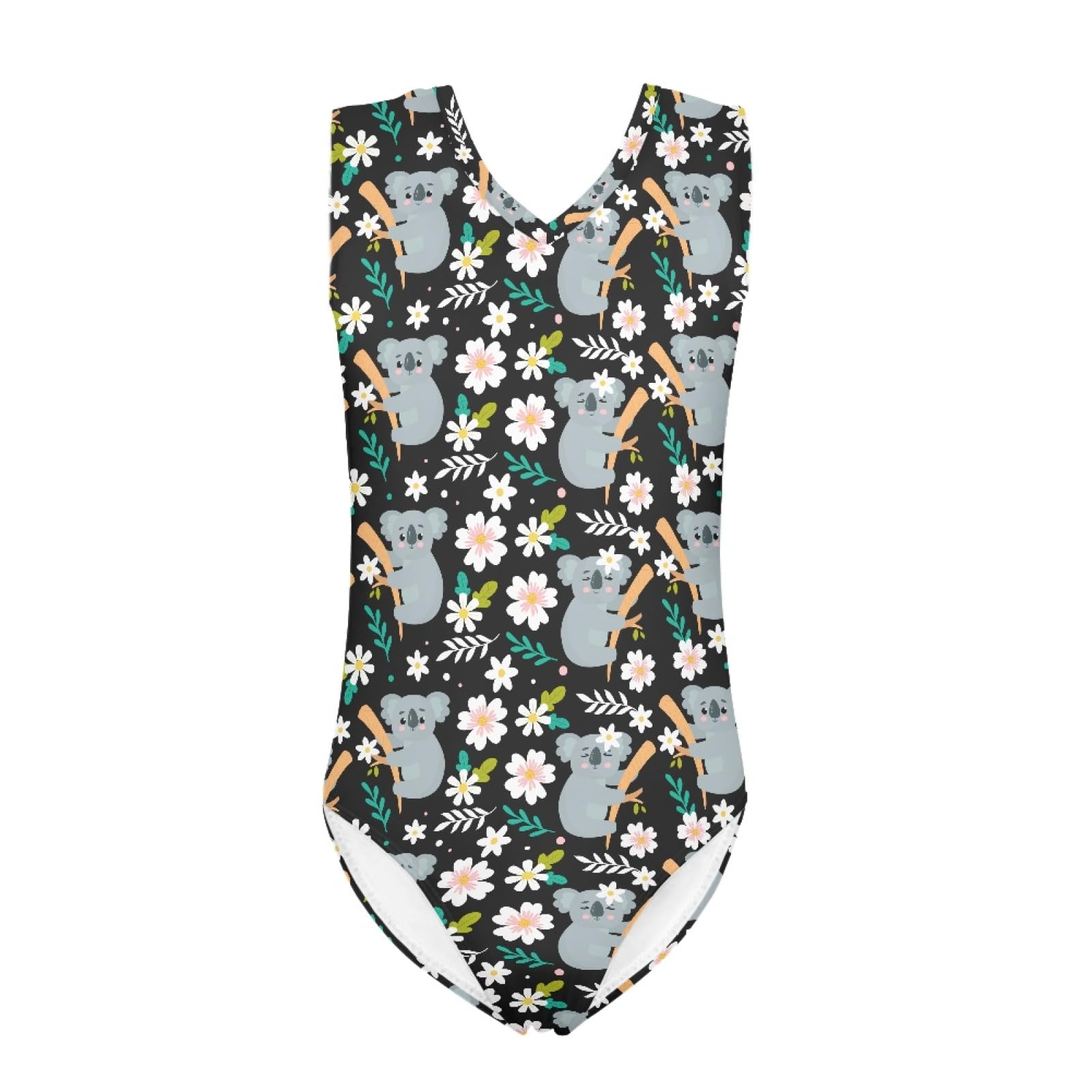 GOSTONG Koala Daisy Flower Swimsuit for Kids Girls One Piece Bathing Suit Beach Sports Ruffle Gymnastics Leotard Ballet Dance Sportswear Activewear