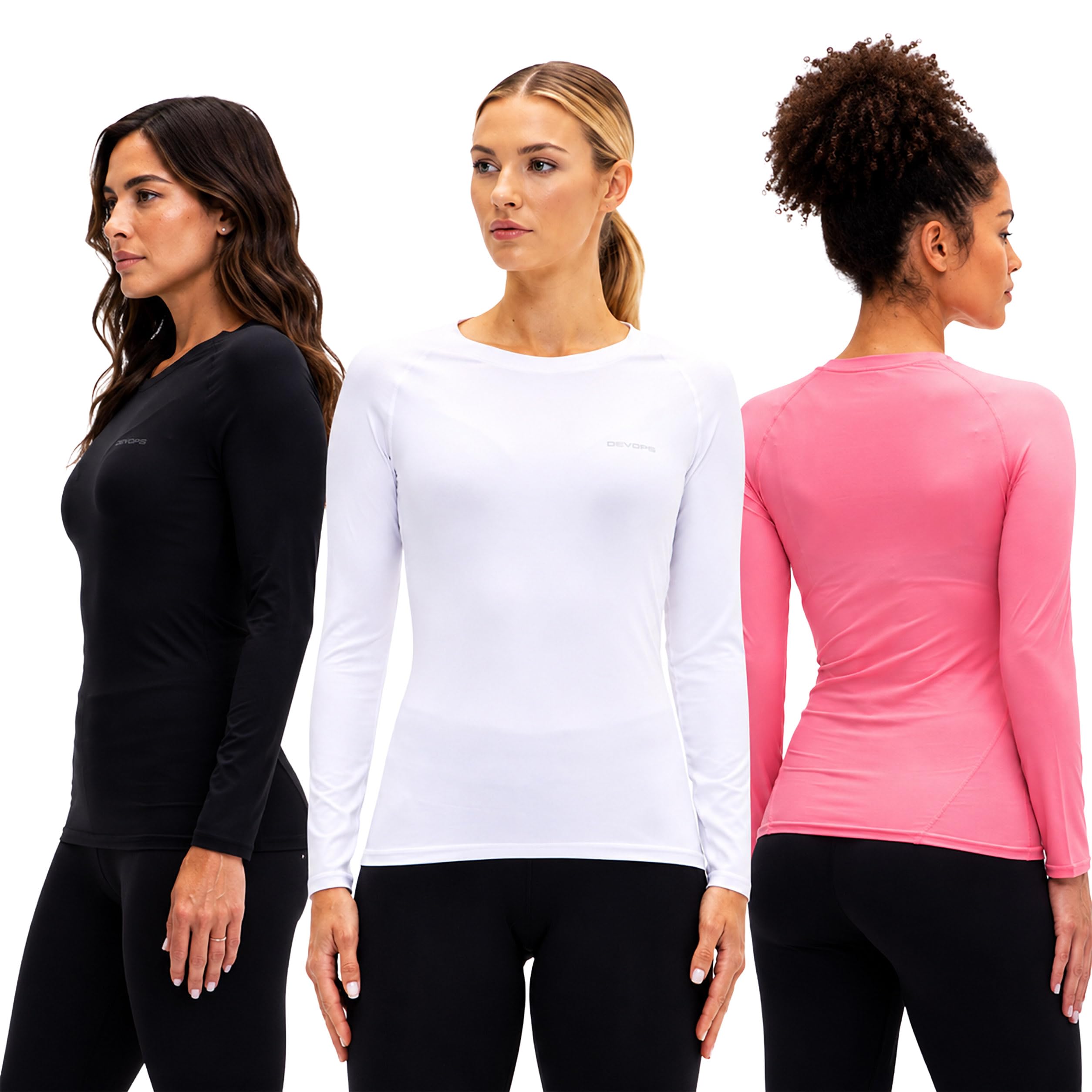 DEVOPS 3 Pack Women's Compression Baselayer Shirt