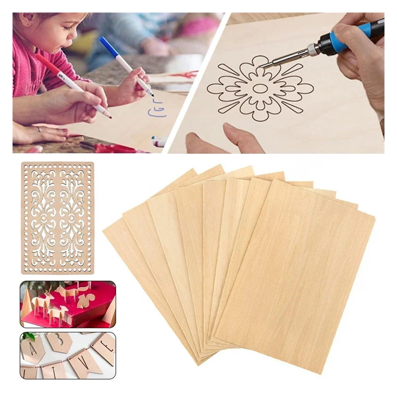 Tabla De Madera Sin Tratar Láminas de madera balsa for manualidades, proyectos bricolaje, accesorios, tablero ligero, láminas finas sin acabado for cortar y grabar