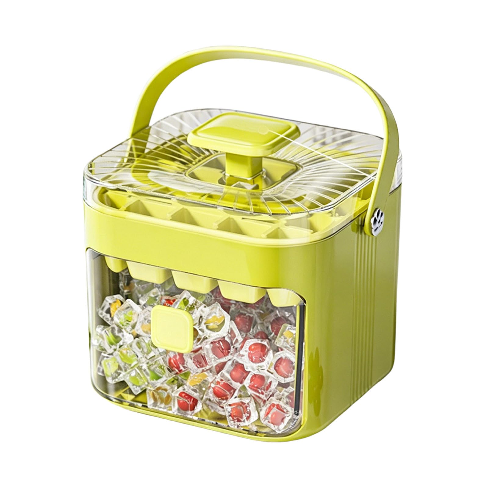 Ice Maker Machine Easy Press Ice Cube Maker Counter Top Quick Release Grid Portable Reusable Tray 48 Ice Cube Tray Storage Box with Handle for Coffee, Cocktails and Juice Ideal for Home