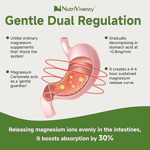 Miniatura 5 de Cápsulas de carbonato de magnesio de 500 mg, suplemento de carbonato de magnesio con calcio, inositol, vitamina B2, B6, D3, K2, zinc para la salud