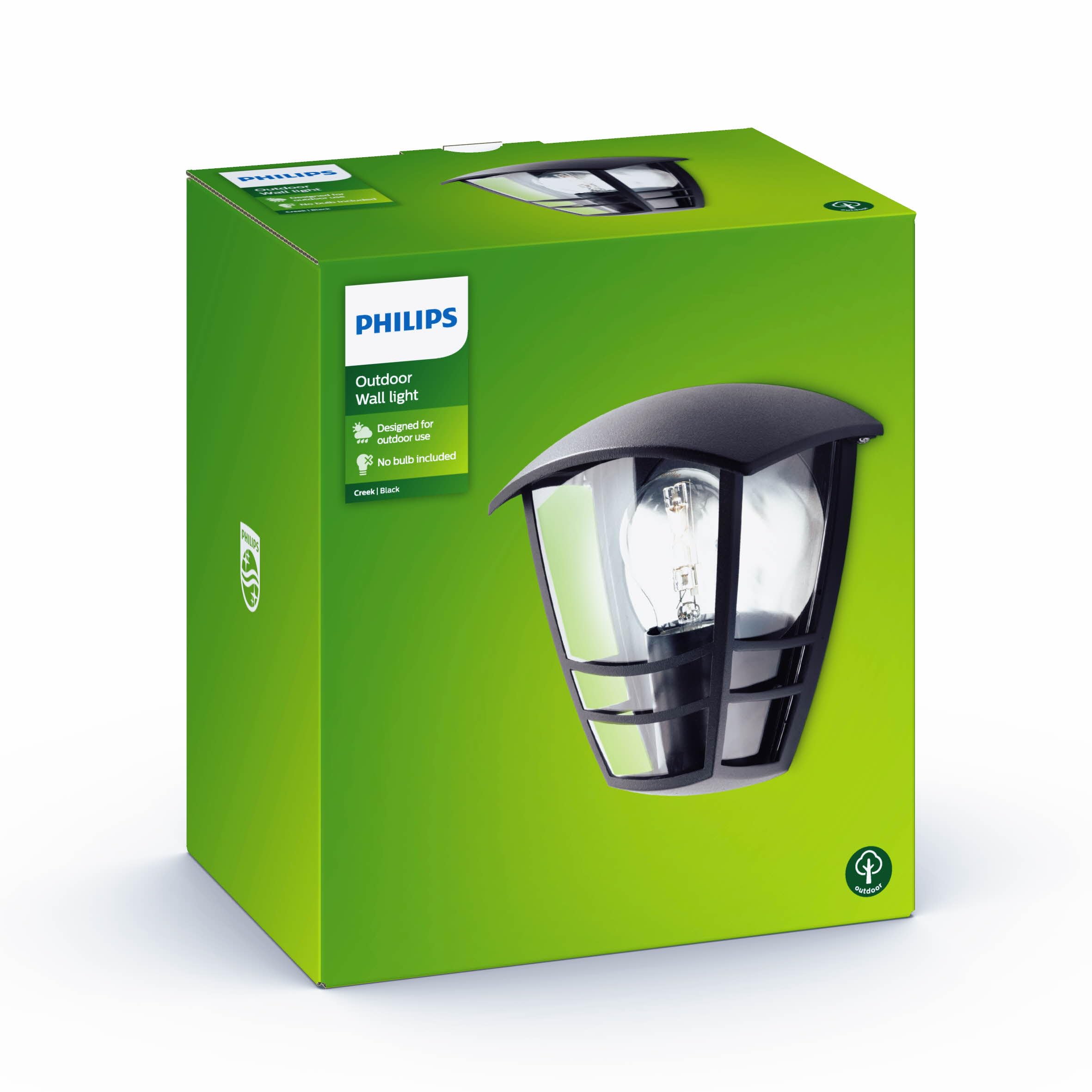 Philips Lighting My Garden Creek - Lámpara de pared, 1 x 60 W, 220 V, color negro (915002790302)