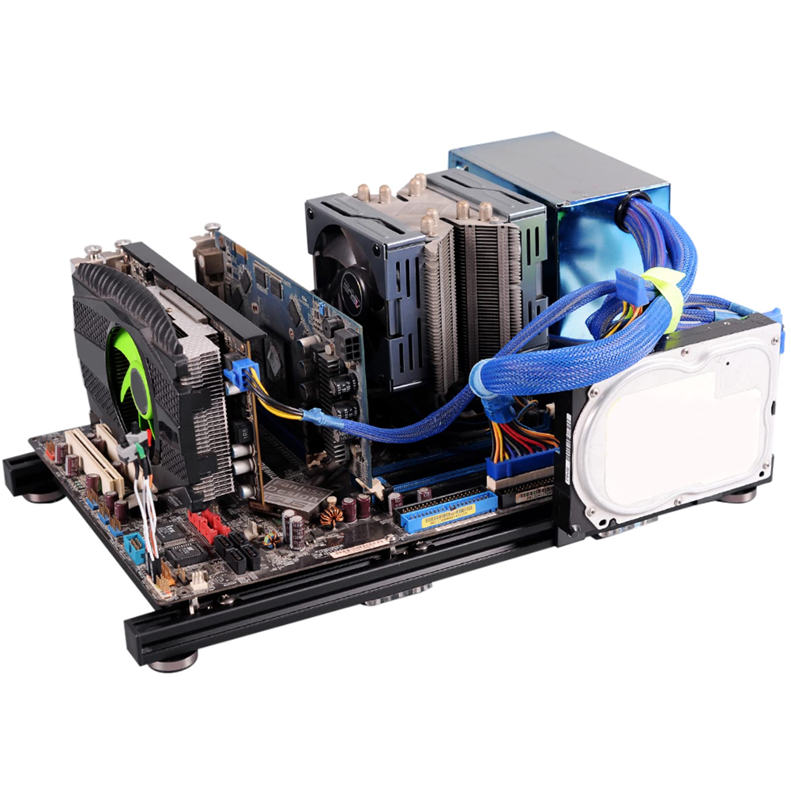 Caja de computadora ATX de aleación de Aluminio de Marco Abierto para Bricolaje, Banco de Pruebas Barebone para overclocking, chasis de PC liviano y apilable con excelente
