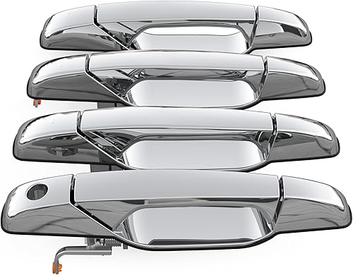 Manija de puerta exterior, 4 piezas cromadas para conductor delantero y trasero compatibles con Chevy Silverado Suburban Avalanche Tahoe 2007-2014,