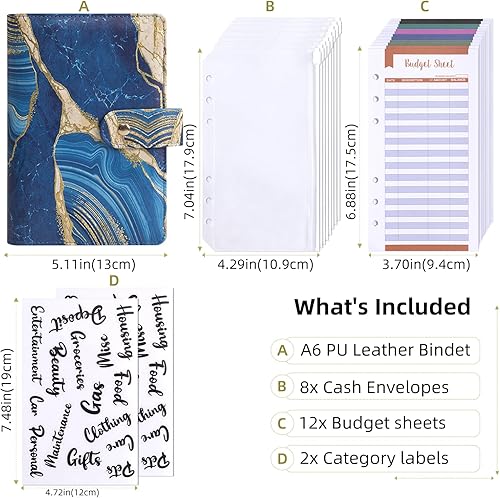 Miniatura 3 de Carpeta de presupuesto con sobres de efectivo con cremallera y hojas de gastos para presupuestar y ahorrar dinero, organizador de dinero para