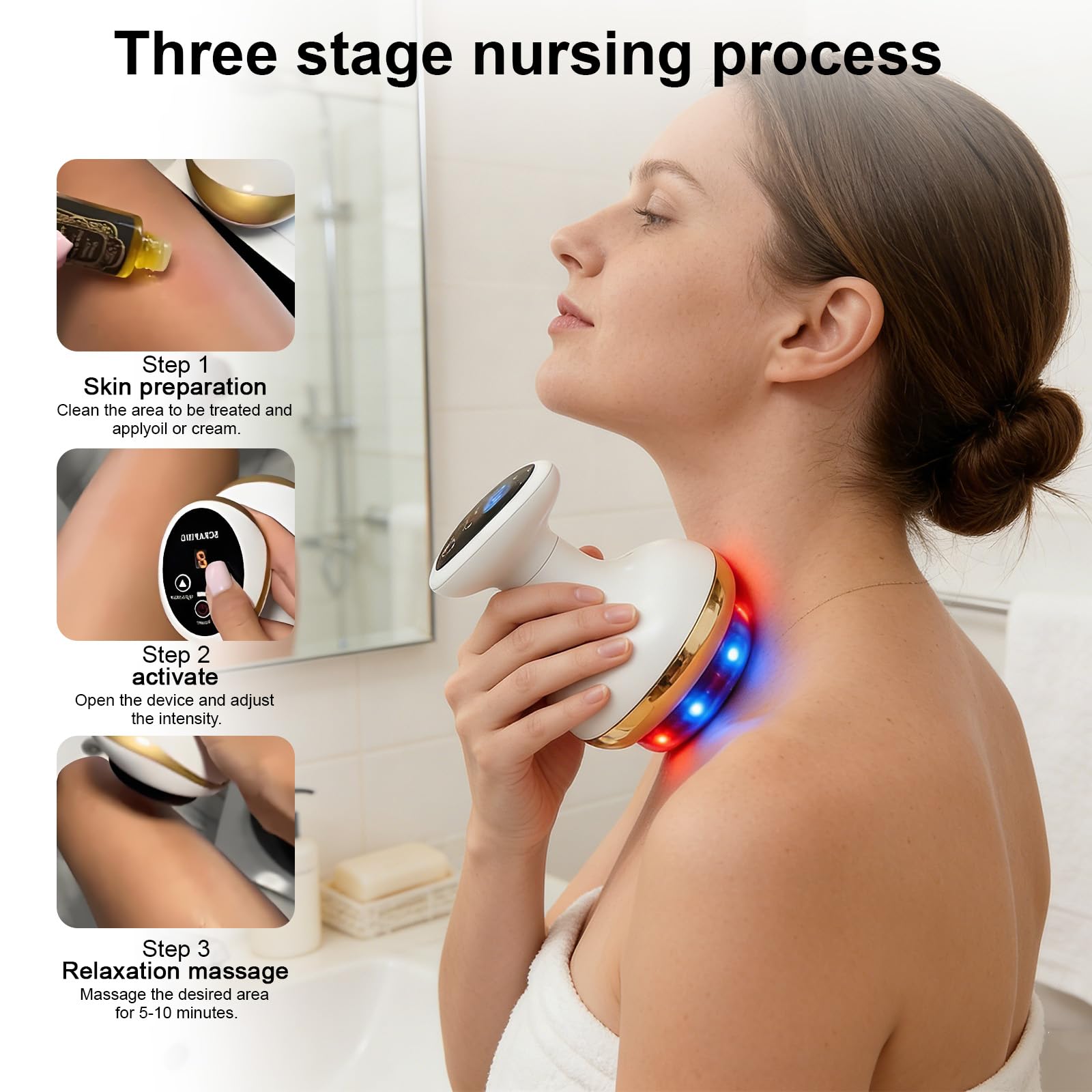 Elektrischer GuaSha Massager mit Wärmetherapie, 9 Stufen, Vakuum-Saugmassagegerät für Cellulite & Muskelentspannung