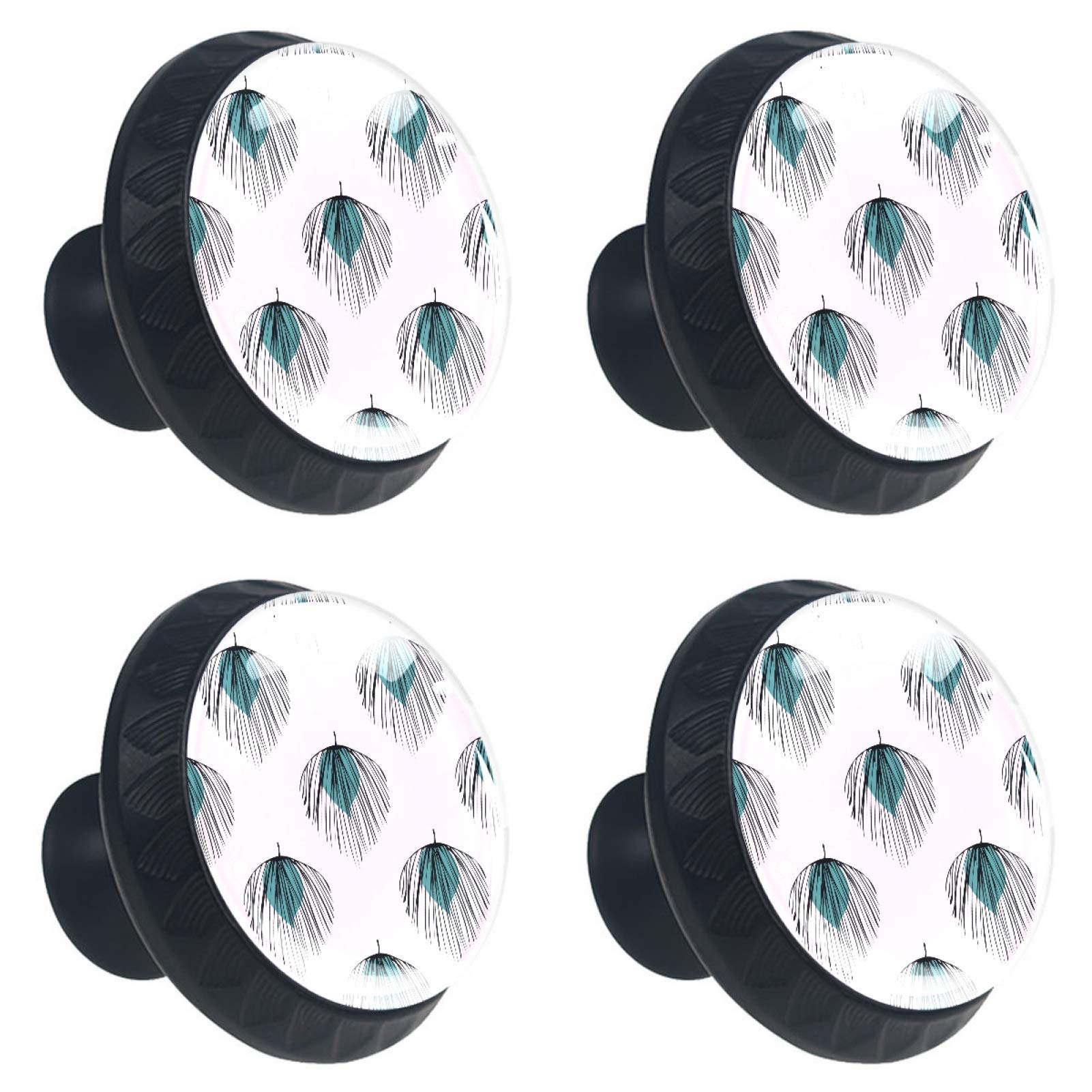 Boutons de meuble en verre transparent 30 mm motif Summerleaf