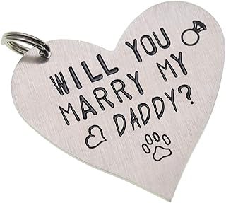 Melix Home Funny Pet Tag Will You Marry My Daddy Mom Funny Dog Tag Stainless Steel Cute Dog Collar Tag (Daddy)
