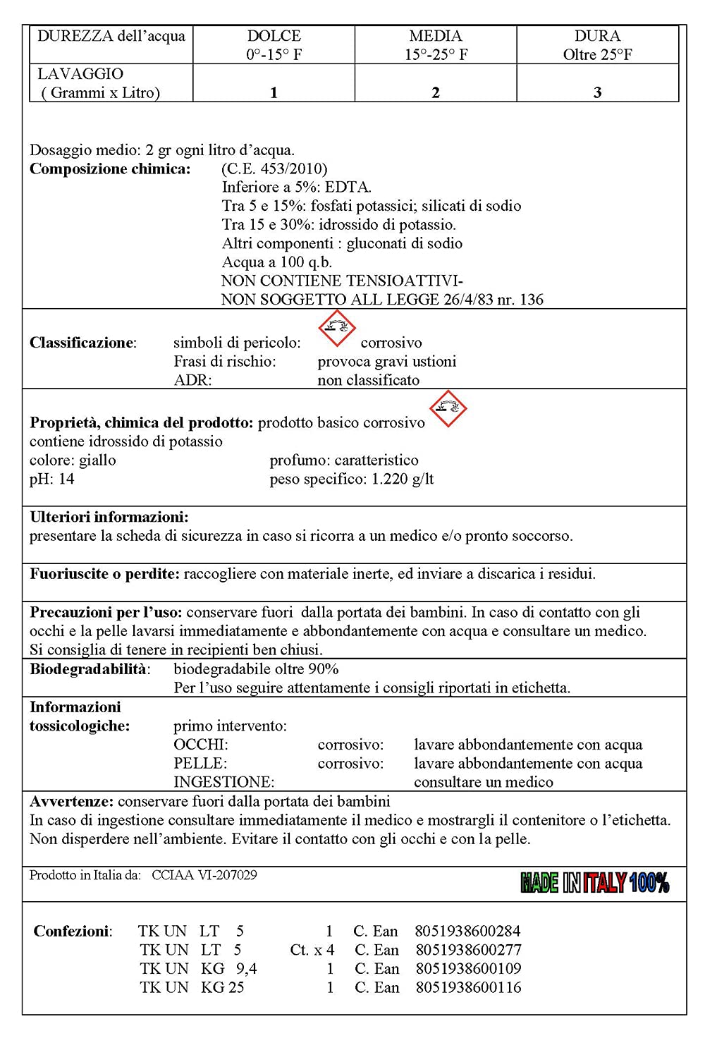 PIP Detergente Lavastoviglie Professionale Stovilmatic, Detersivo Stoviglie Industriale, Lavapiatti, Bicchieri, Pentole, Disincrostante, Anticalcare, Senza Cloro, Tanica UNLT. 5, set 4 pezzi KG.24