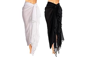 2-Piece Women's Beach Batik Long Sarong Swimsuit Cover-Up Wrap Pareo