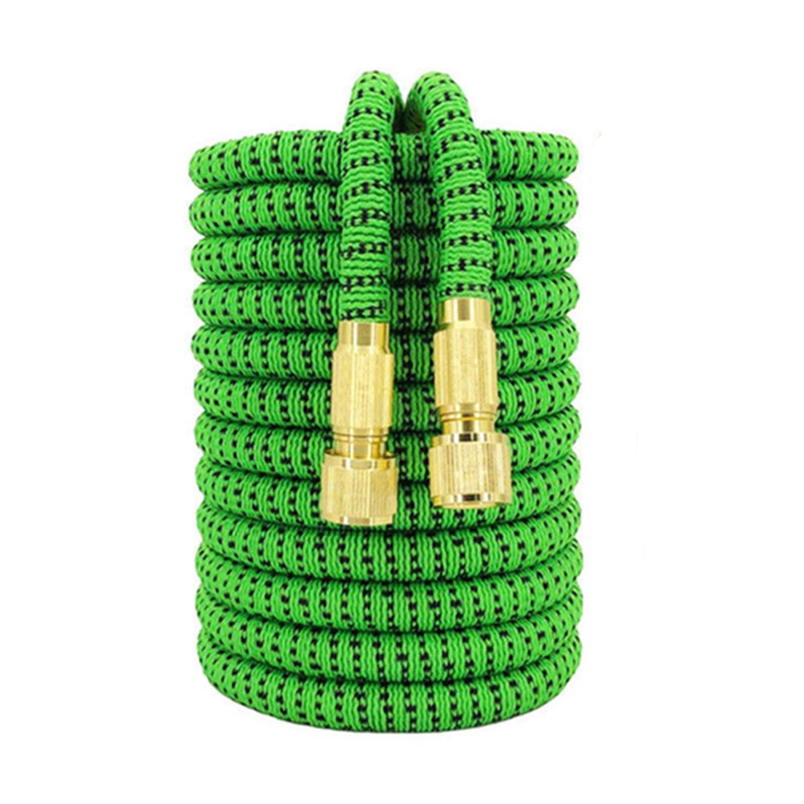 Manguera de agua jardín alta presión, conector doble Metal extensible, carrete Pvc, tuberías for, granja, riego, lavado coches CirculacióN Fluida(Green black,1/2''_75FT-22.5M)