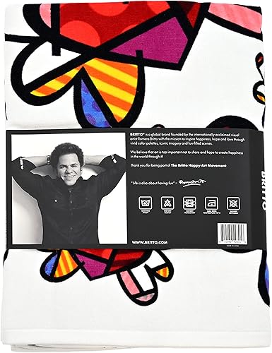 Miniatura 3 de BRITTO Romero XL - Toalla de playa y piscina de algodón 39 x 67 pulgadas corazones voladores blanco