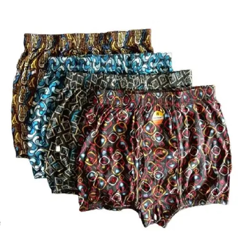 Pack of 4 Men's Cotton Briefs Set Assorted Inner Elastic Semi Long Printed Trunk| Printed Underwear-picture-45