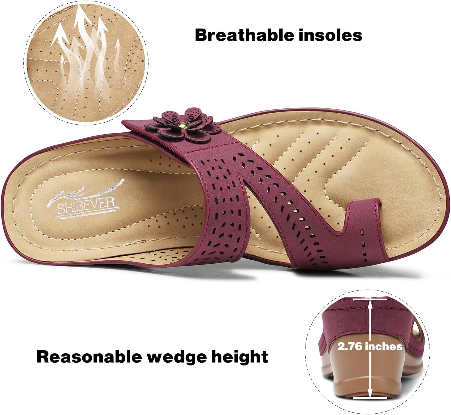 SHIBEVER Women's Wedge Sandals Platform: Comfortable Dressy Summer Casual Slip-On Flip Flops Women Sandals - Image 5