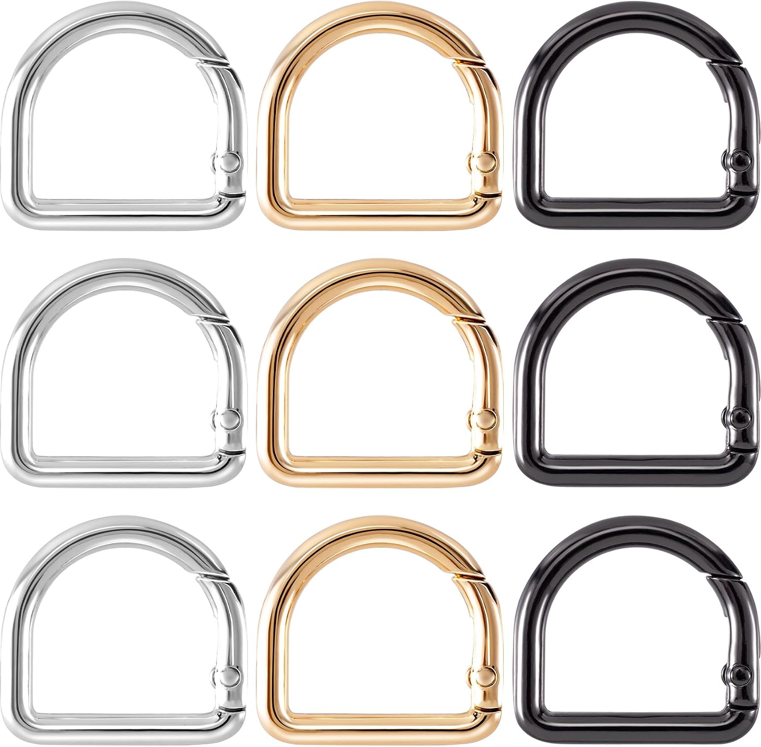 HINZIC D Ring Spring Key Hooks Keyring Clip Buckles Clasp Clamps for Belt Backpacks Handbag Purse Strap