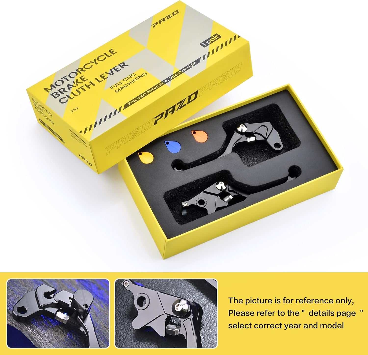 PAZO Dirt Bike Clutch Brake Levers Pivot Adjustable Replacement for KTM 300 SX XC-W, 500 EXC-F, 450 SX-F XC-F, 350 EXC-F SX-F, 250 SX-F XC-W 2014-2026, Gloss Black with 3 Color Pins