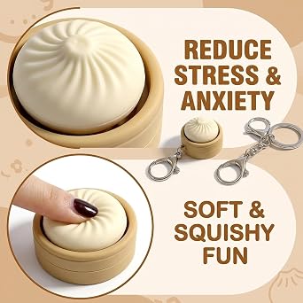 2PCS Dumpling Keychain Set, Mystery Dumplings with Steamed Bun Shape, Cute Dumplings Style Soft Stuffed Charm, Dumpling Charm for Bag Decoration, Lovely Collectible Gift for Dumpling