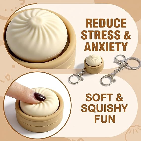 2PCS Dumpling Keychain Set, Mystery Dumplings with Steamed Bun Shape, Cute Dumplings Style Soft Stuffed Charm, Dumpling Charm for Bag Decoration, Lovely Collectible Gift for Dumpling