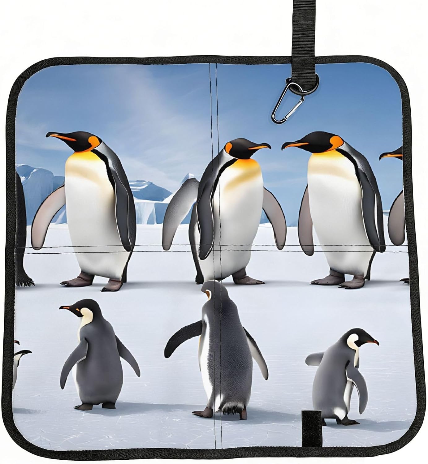 (Penguin) Sitting Pad Foldable Seat Cushion Lightweight Camping Seat Mat with Hook for Outdoor Hiking Picnic Camping