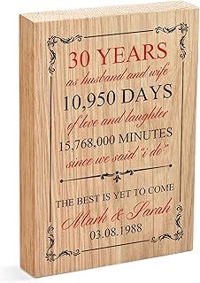 30th Wedding Anniversary Gifts for Parents Couple Husband Wife, PERSONALISED Oak Wood Pearl Wedding Anniversary Gifts, 30th Anniversary Gift For Husband Couple, 30 Years Married, Oak Block