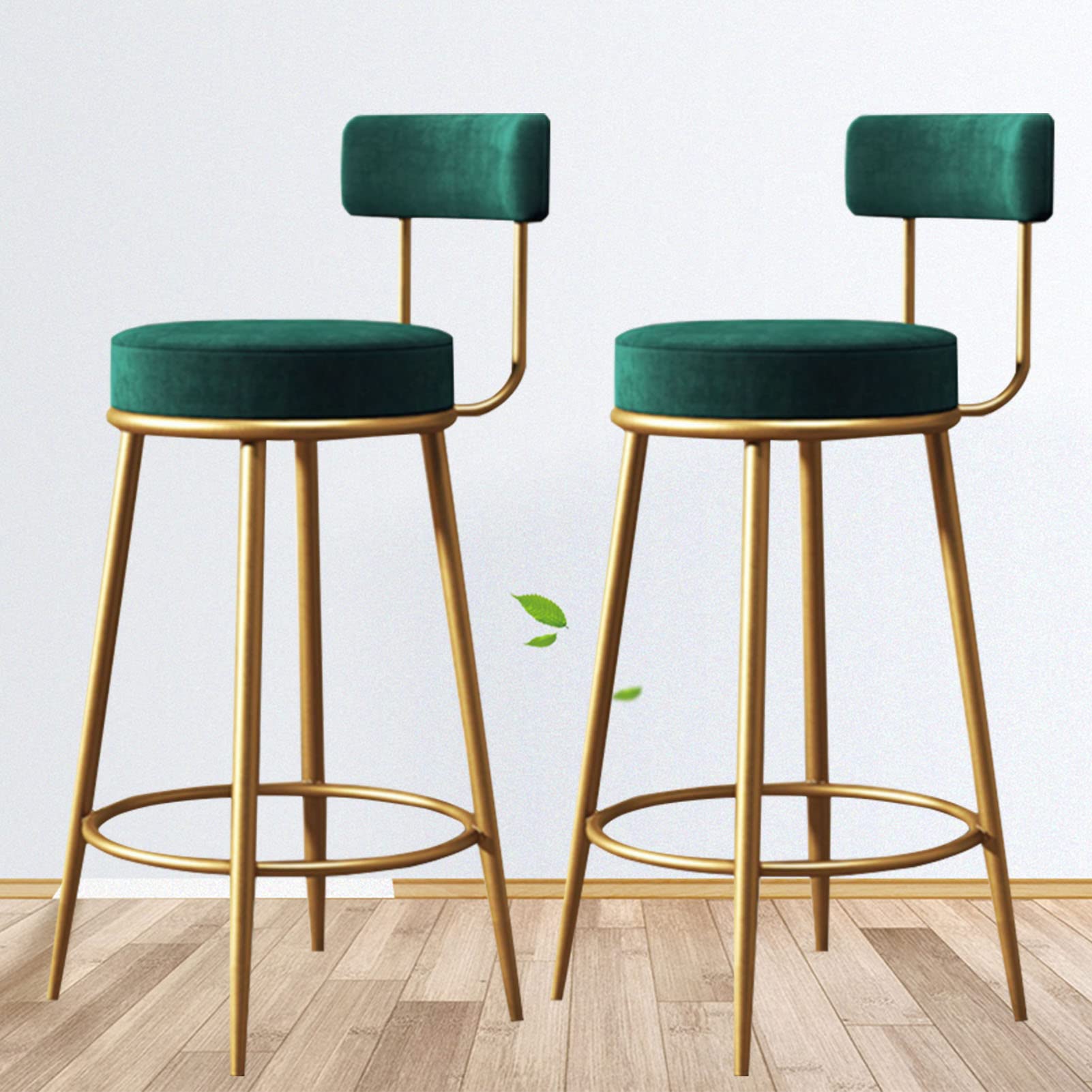 Tabourets de bar en velours vert antidérapants pour éviter les rayures au sol