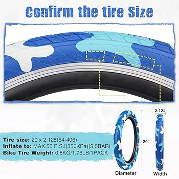 Amazon | 1パック 20 x 2.125 自転車用タイヤ BMX チューブ付き