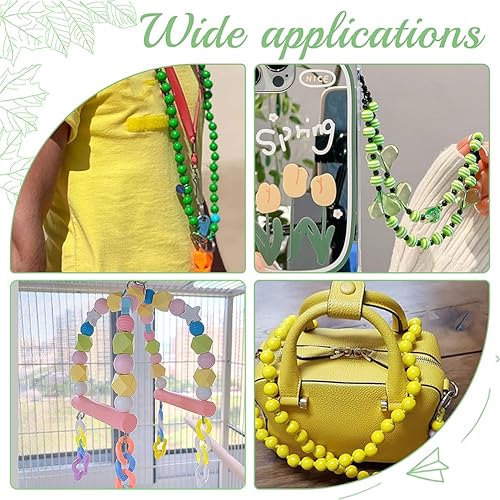 Miniatura 3 de PH PandaHall 250 cuentas de madera de colores de 0.394 pulgadas (0.394 in), cuentas de madera teñidas, 10 colores con agujero grande, cuentas