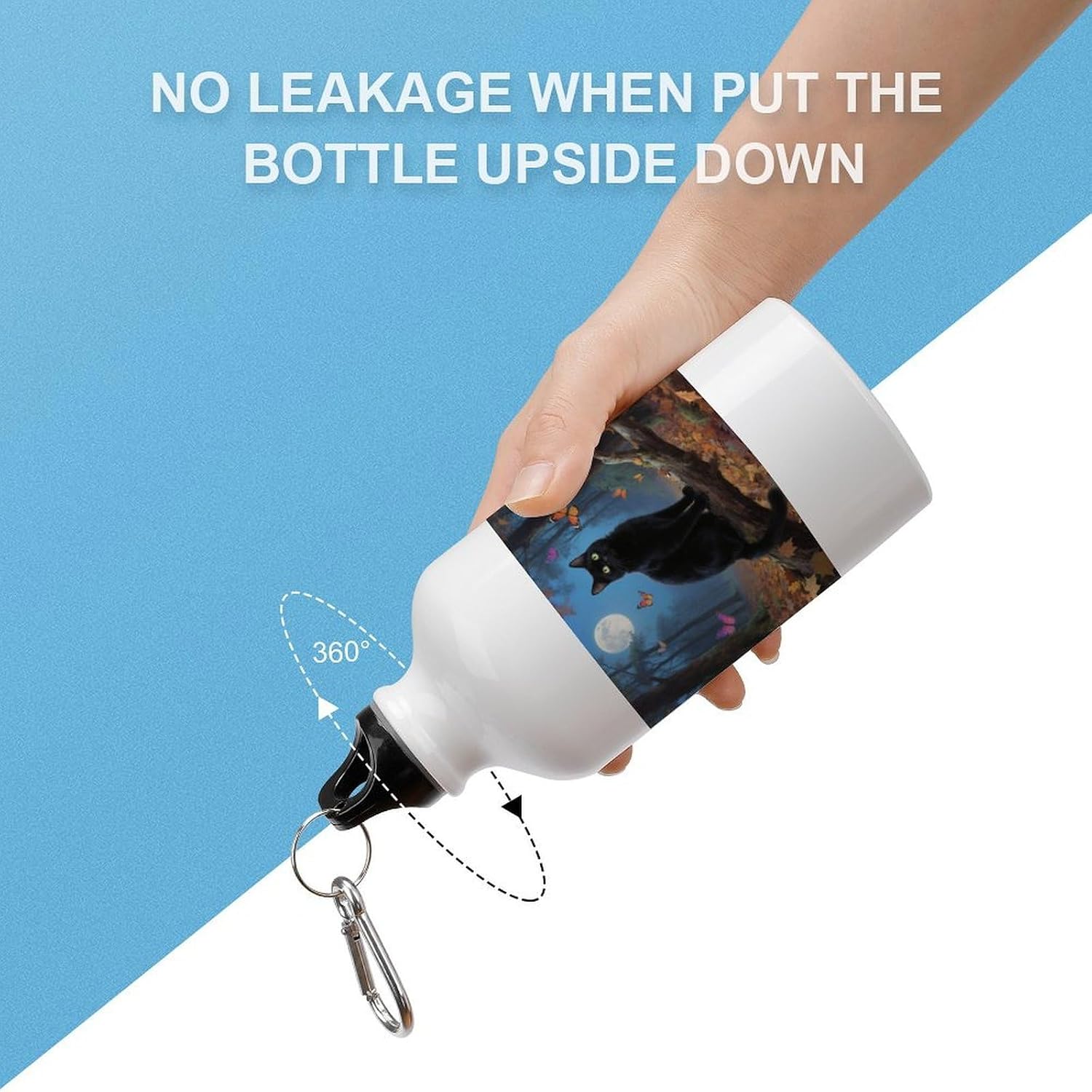 Aluminum Sports Water Bottle with Carabiner Clip & Leak-Proof Lid image 3