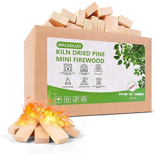 3.5" Lengths Mini Fire Sticks Wood,Pine Kiln Dried Firewood,Small Barkless Kindling Logs,Solo Stove Accessories Prefect for Solo Stove Mesa,Tabletop Fire Pit,Pizza Oven,4 Lbs