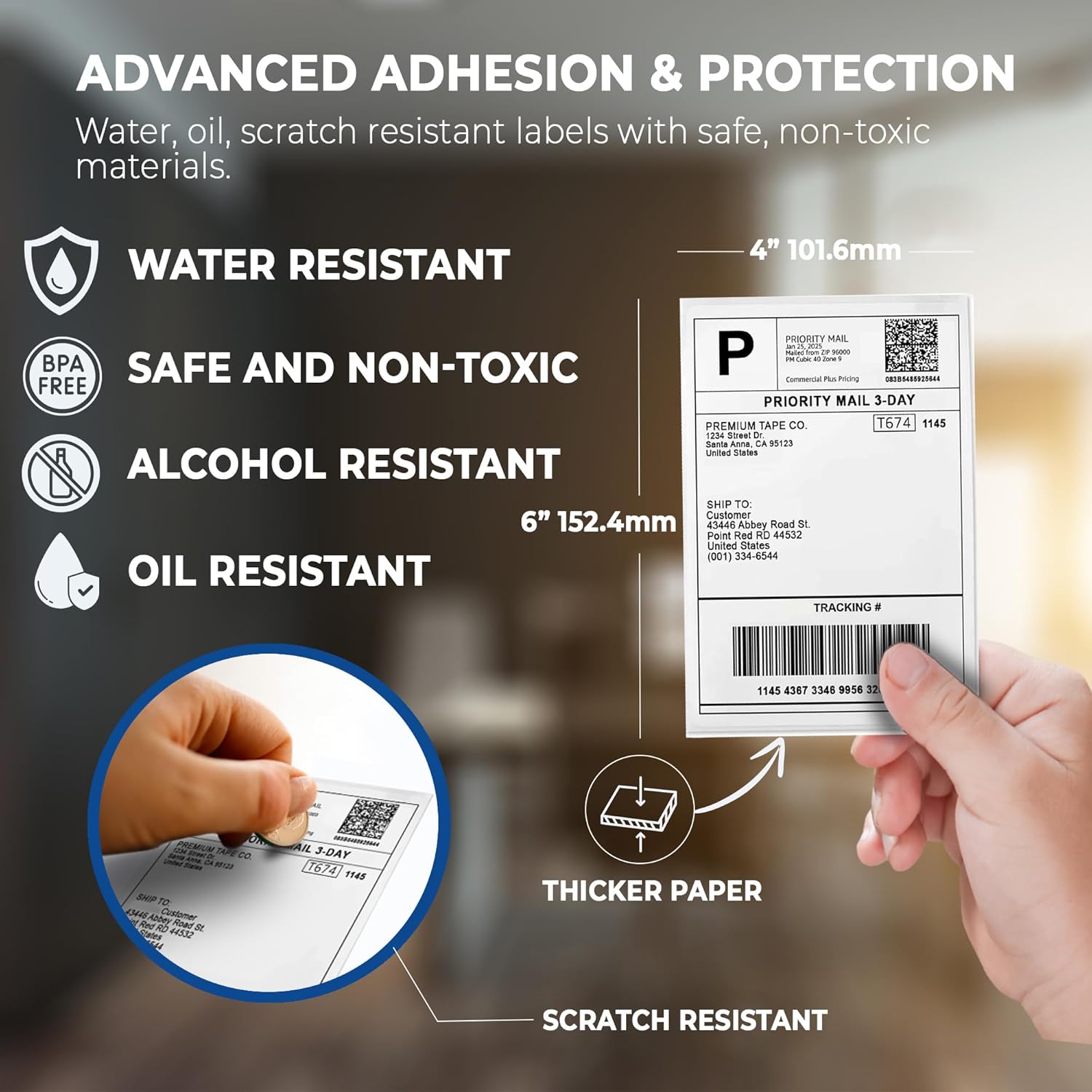 Rockin Rolls Thermal Shipping Labels (Total 2000) - 4 Packs of 500 Fanfold Direct 4x6 Thermal Labels. Thick Commercial Grade, Waterproof, Smudge Proof Mailing and Address Label, and Strong Adhesive