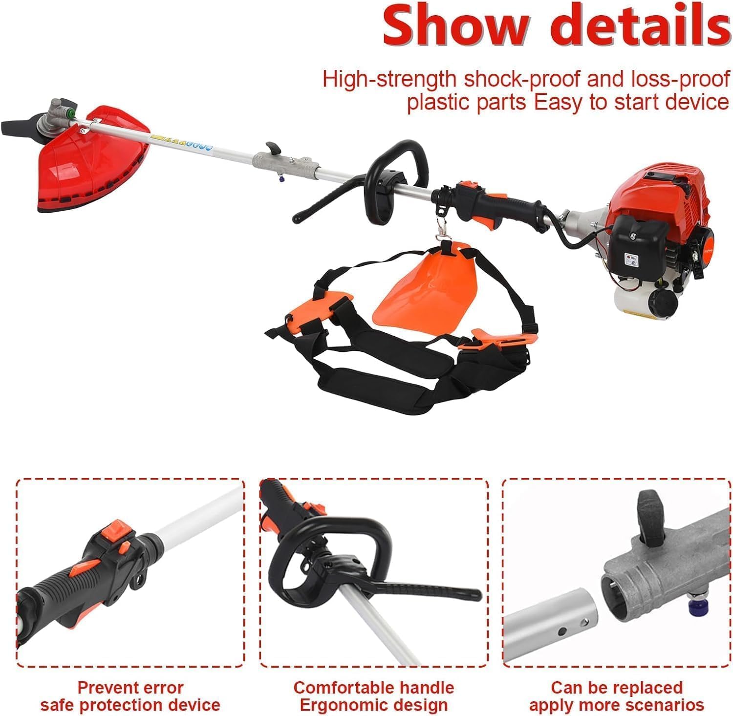 5 in 1 Multifunctional Weed Eater, 52CC 2-Cycle Gas Cordless Hedge Trimmer, 2025 Upgraded Weed Eater Gas Powered, String Trimmer, Handheld Chainsaw Brush Cutter for Yard, Garden