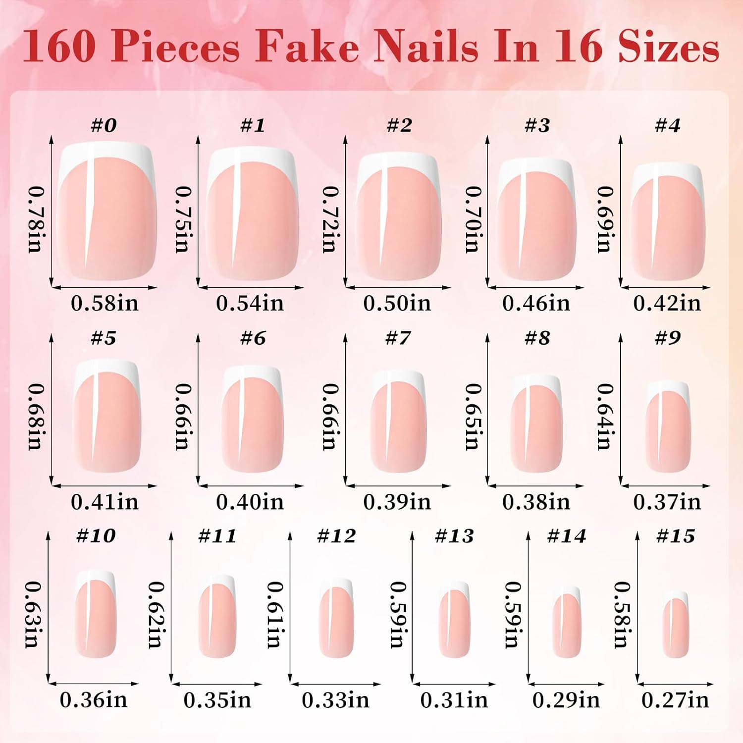 Condition photo showing New/Like New for Bellelfin 5-Color Mixed Set French Tip Press on Nails For Women, 150 Pcs White French Nail Tips Fake Nails, 15 Size Medium Square Press on Nails.Square French Full Cover Acrylic Nails Press Ons