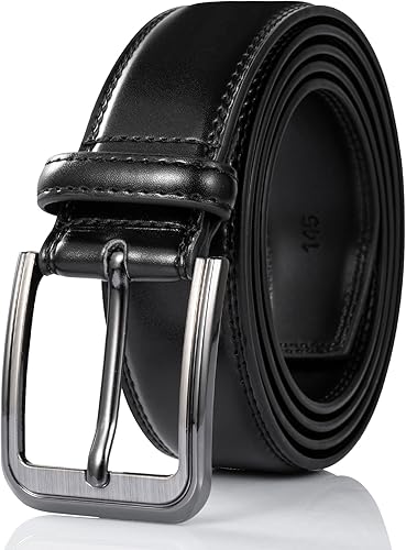 Cinturón para hombre 100% cuero auténtico, cinturón de golf casual con hebilla de una sola punta, cinturón de cuero de negocios con caja de regalo