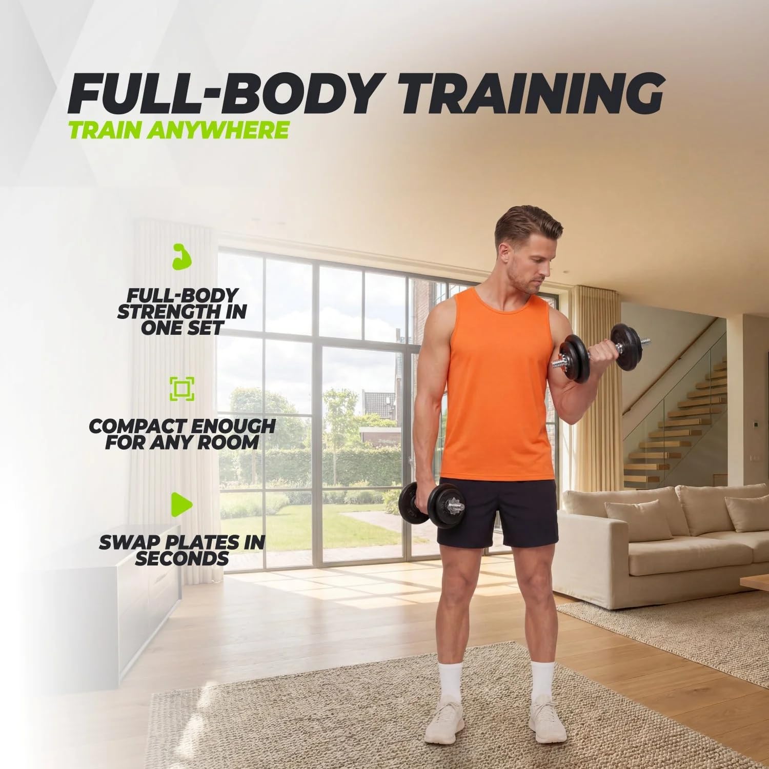 VirtuFit Zestaw hantli regulowanych Pro 20 kg – 2 x 10 kg hantle krótkie | 2,5 do 10 kg, waga całkowita 20 kg, w zestawie walizka do przechowywania, 2 krótkie hantle, żeliwo