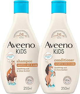 AVEENO® Kids Haircare Bundle, 250ml | Enriched with Soothing Oat & Shea Butter | Developed for Kids’ Developing Skin & Hair | Childrens Toiletries Sets