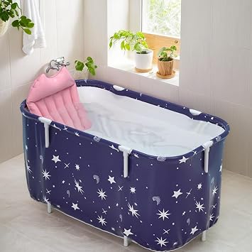 Foldable Bathtub, Portable Bathtub for Adults - Rectangular Folding Bathtub for Adults Use Indoor Outdoor Camping Travel Summer Beach Home Daily Bath