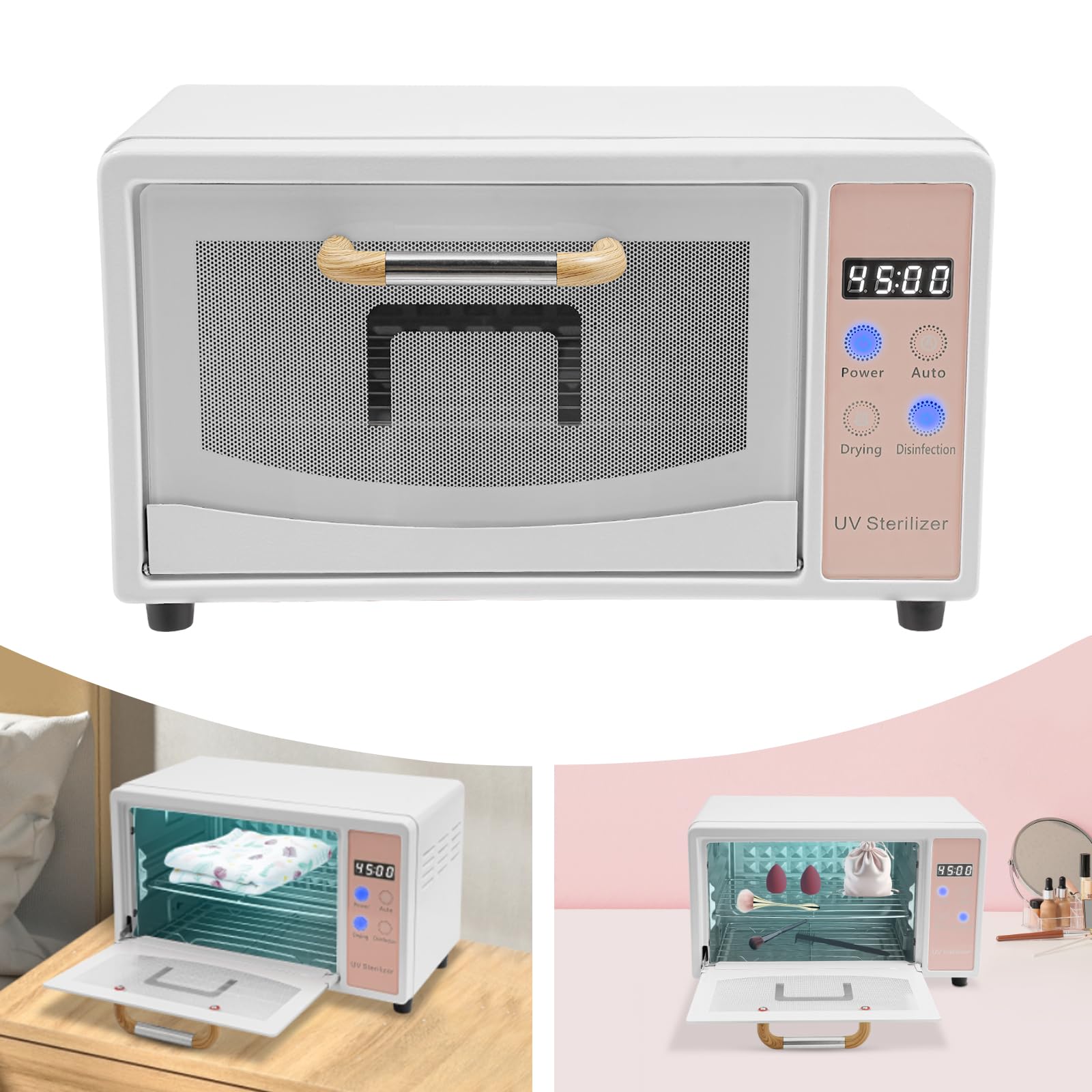 Sterilisator UV Desinfektionskabinett 10L Multifunktionaler Desinfektionsmaschine 160W Handtuchwärmer UVHeizun Sterilisation Desinfektionbox für Desinfektion Nagelstudio Fußpflege Tattoo (Rosa)