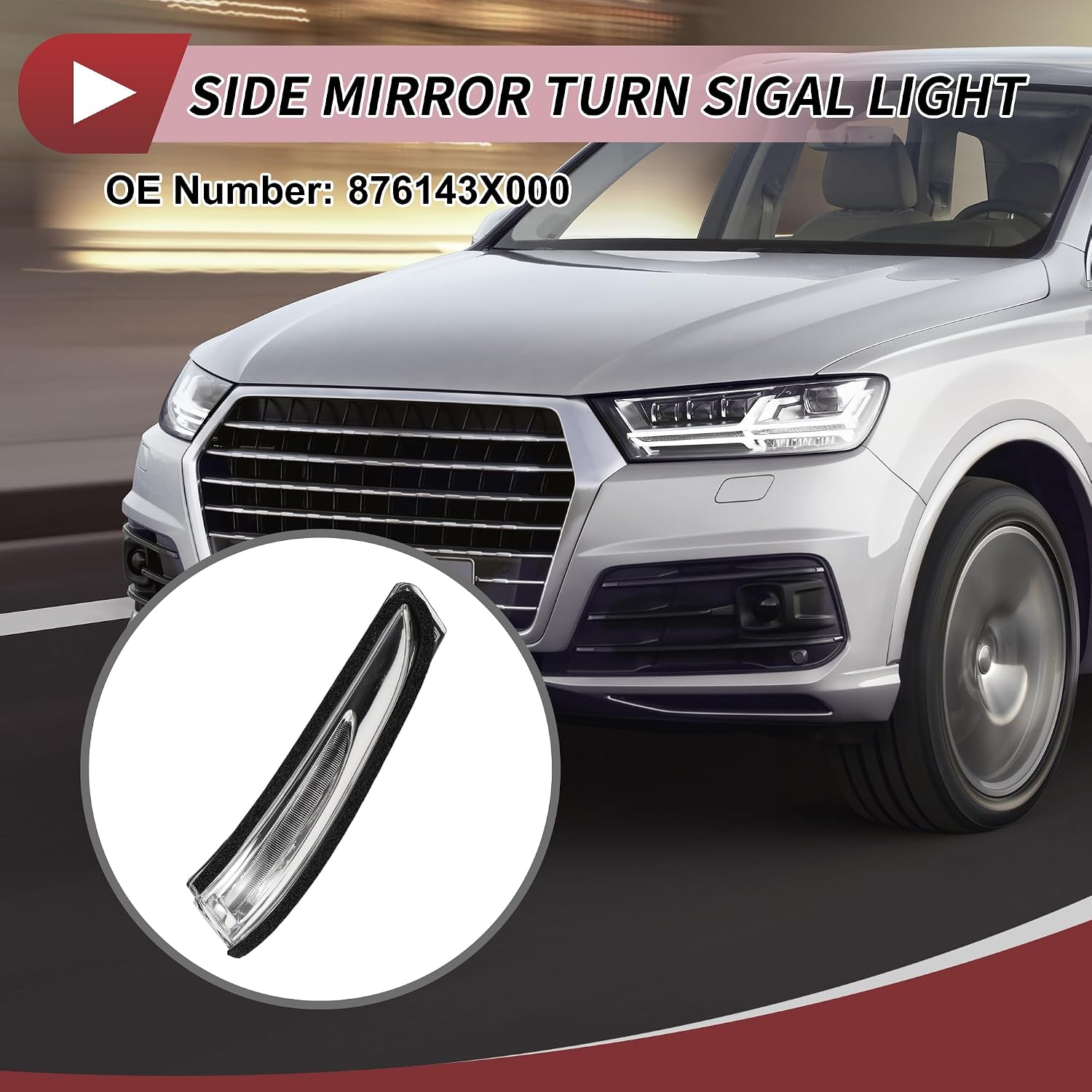 1 Pcs Car Mirror Turn Signal Light for Hyundai Elantra 2011-2016, for Hyundai Accent 2012-2016 Left LED Trun Signal Light Lamp No.876143X000