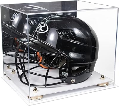 Better Display Cases Versatile Acrylic Display Case - Medium Rectangle Box with Mirror Case, Gold Risers and White Base 12.25